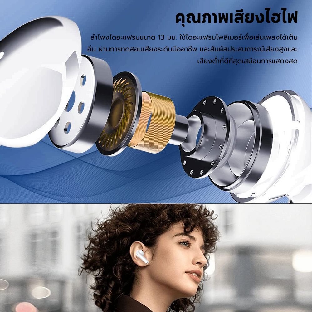[รับประกัน 3 เดือน] TWS-T13P หูฟังบลูทูธ สัมผัสอัจฉริยะ หูฟัง ชิปต้นแบบ bluetooth 5.3 รุ่นใหม่ หูฟังไร้สาย แฟชั่นหรูหราเบาๆ หูฟัง
