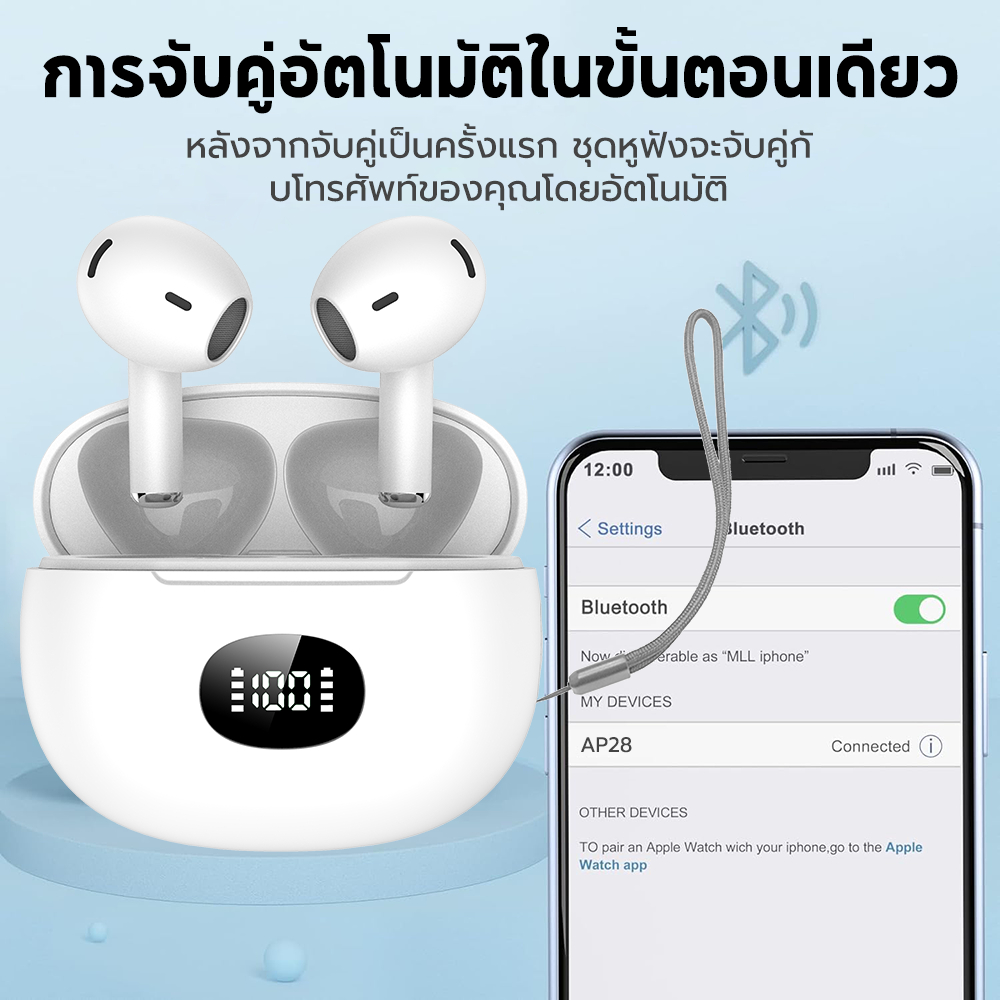 [รับประกัน 3 เดือน] TWS-T13P หูฟังบลูทูธ สัมผัสอัจฉริยะ หูฟัง ชิปต้นแบบ bluetooth 5.3 รุ่นใหม่ หูฟังไร้สาย แฟชั่นหรูหราเบาๆ หูฟัง