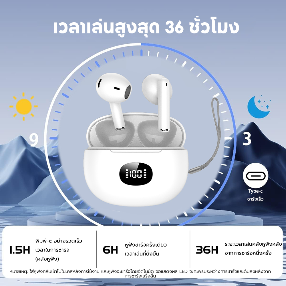 [รับประกัน 3 เดือน] TWS-T13P หูฟังบลูทูธ สัมผัสอัจฉริยะ หูฟัง ชิปต้นแบบ bluetooth 5.3 รุ่นใหม่ หูฟังไร้สาย แฟชั่นหรูหราเบาๆ หูฟัง