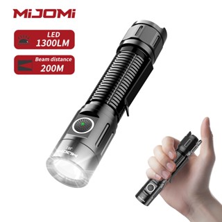 Mijomi ไฟฉาย J81 1300 Lumens ความสว่างสูง ไฟฉาย Type-C แบบชา…