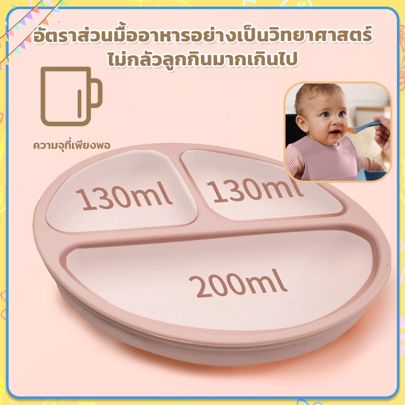 จานข้าวเด็ก ชุด กินข้าว เด็ก 6 จานกินข้าวเด็ก พร้อมช้อนส้อม ทนร้อน 120°C ไม่หกเลอะ  ปลอดภัย BPA Free ฆ่าเชื้อได้ - รูปที่ 7