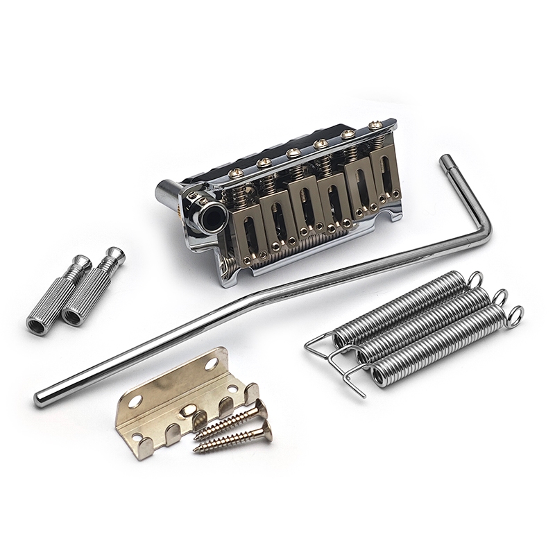 ขนาดเล็กคู่ระบบล็อค Tremolo Bridge String Spacing 10.5 มม.สีดํา Tremolo ที่นั่งสําหรับกีตาร์ไฟฟ้าอะไหล่เงิน