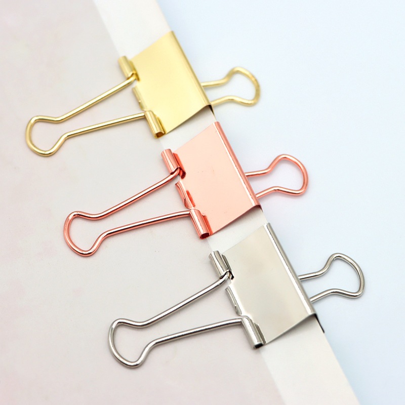 Gold Rose Gold โลหะ Binder คลิป Hollow คลิปหนีบกระดาษบุ๊คมาร์คหมายเหตุตั๋วตัวอักษร Photo Grip Clamp แฟ้มเอกสาร Organizers สํานักงาน Binding Supplies