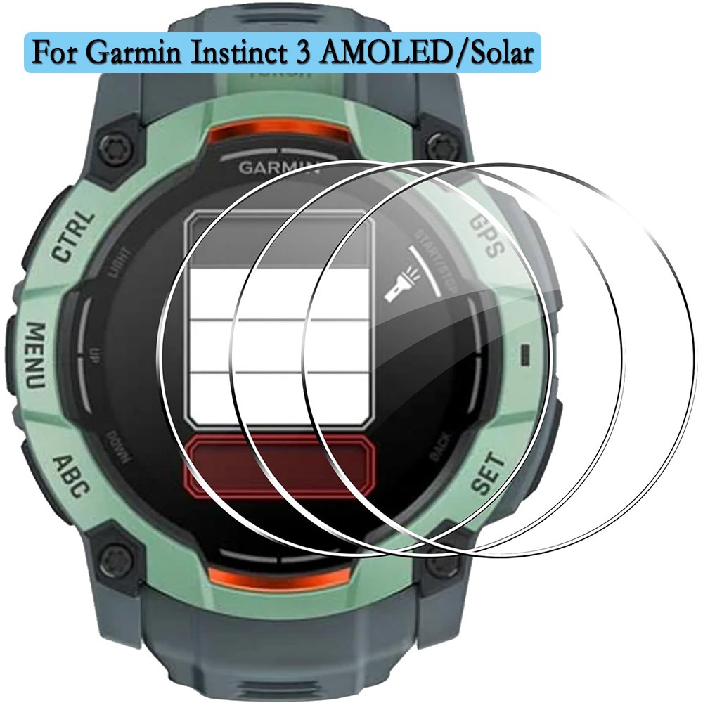 3pcs กระจกนิรภัยสําหรับ Garmin Instinct 3 AMOLED/Solar 45 มม./50 มม.หน้าจอ HD/Scratch ทน Protector ฟิล์มอุปกรณ์เสริม