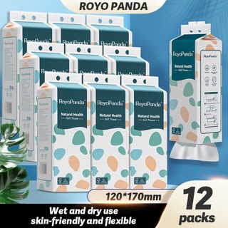 【12Packs】Royo Panda Tissue Hanging Tissue Soft 3Ply Comfortable Tissue Facial Tissue 690 Sheets