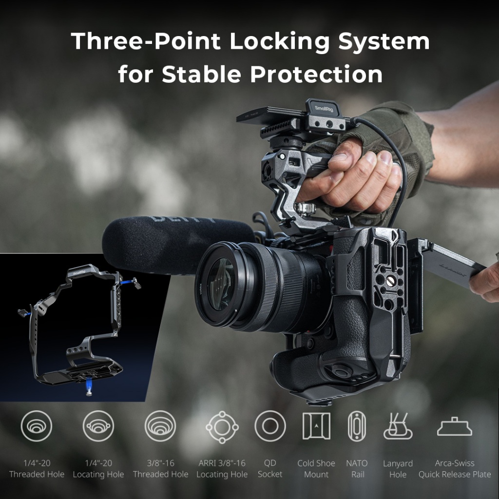 Smallrig กล้องกรงสําหรับ Panasonic LUMIX S1R II / S5 II / S5 IIX / G9 II พร้อม DMW-BG1 / DMW-BG2 แบตเตอรี่ Grip #4902#4903#5147