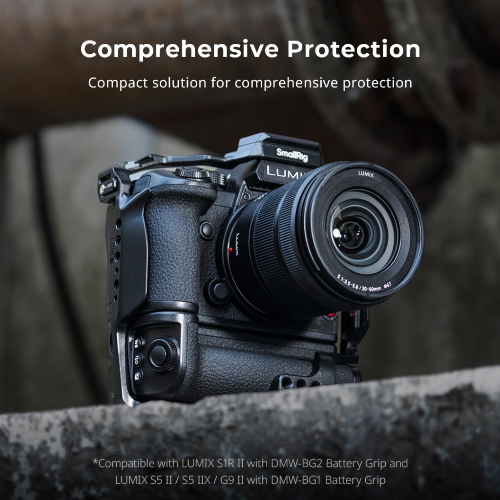 Smallrig กล้องกรงสําหรับ Panasonic LUMIX S1R II / S5 II / S5 IIX / G9 II พร้อม DMW-BG1 / DMW-BG2 แบตเตอรี่ Grip #4902#4903#5147