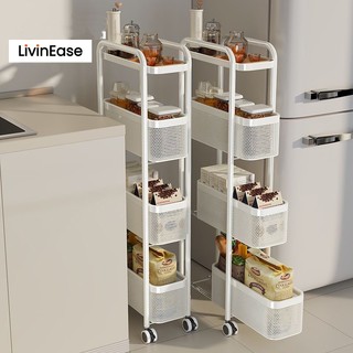 LivinEase 3/4/5Tier Withdrawable Kitchen Pull Out Rack Cosmetics Rack Narrow Mobile Storage Rack