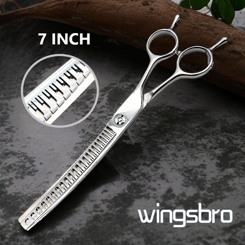 Wingbro 7 นิ้วสุนัขโค้ง Chunkers กรรไกรโค้งบางกรรไกรสแตนเลสกรรไกรกรูมมิ่งสุนัขออกแบบพิเศษสําหรับสัตว์เลี้ยง