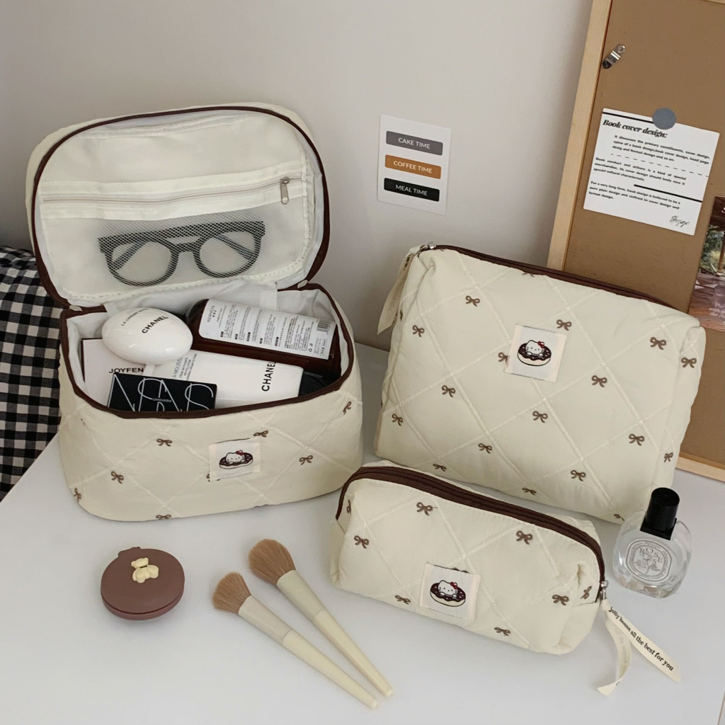 บ้านแมวคิตตี้น่ารัก กระเป๋าแต่งหน้าความจุขนาดใหญ่ กระเป๋าเก็บของสําหรับเดินทาง - รูปที่ 2