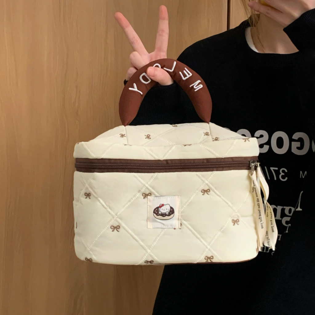 บ้านแมวคิตตี้น่ารัก กระเป๋าแต่งหน้าความจุขนาดใหญ่ กระเป๋าเก็บของสําหรับเดินทาง - รูปที่ 4