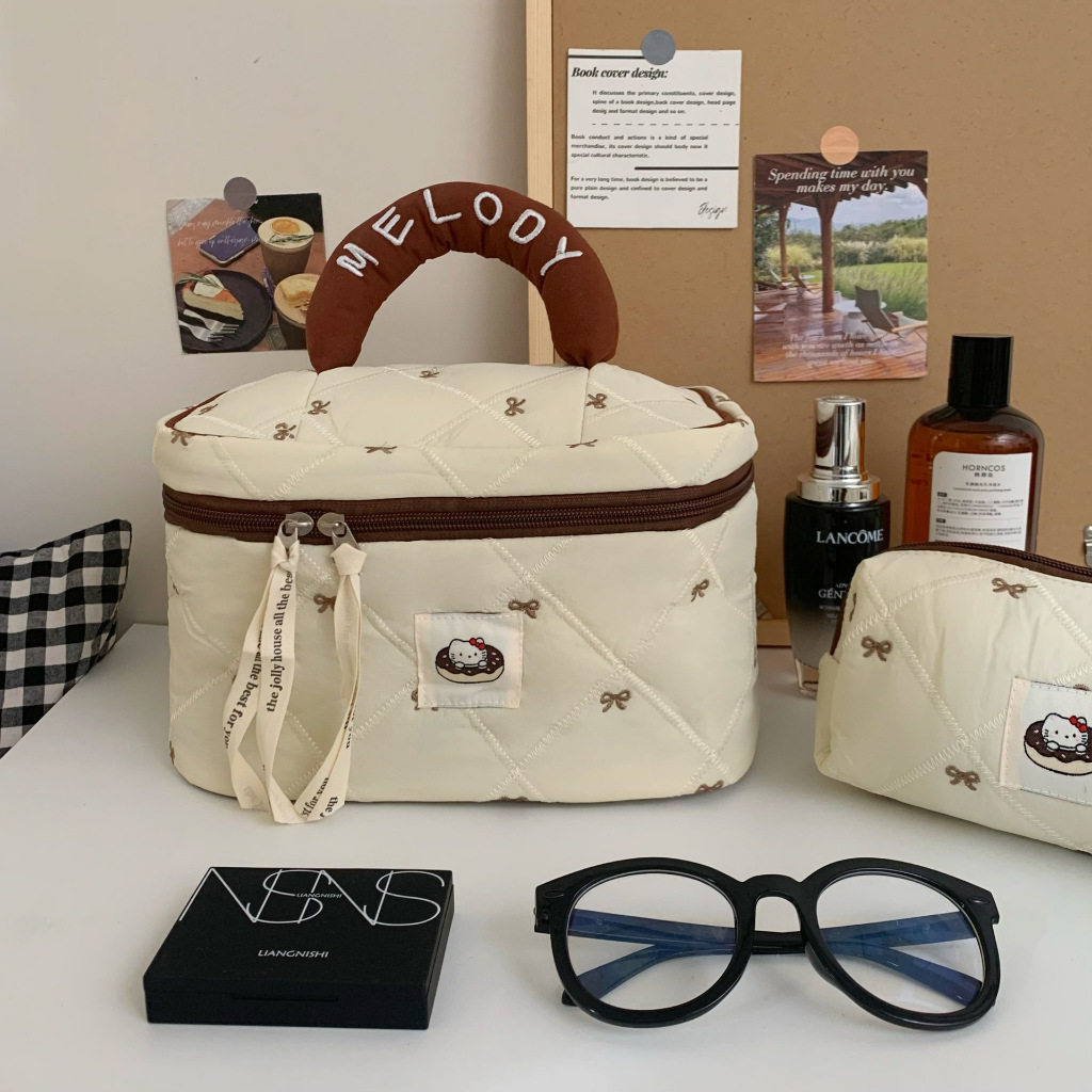 บ้านแมวคิตตี้น่ารัก กระเป๋าแต่งหน้าความจุขนาดใหญ่ กระเป๋าเก็บของสําหรับเดินทาง - รูปที่ 5