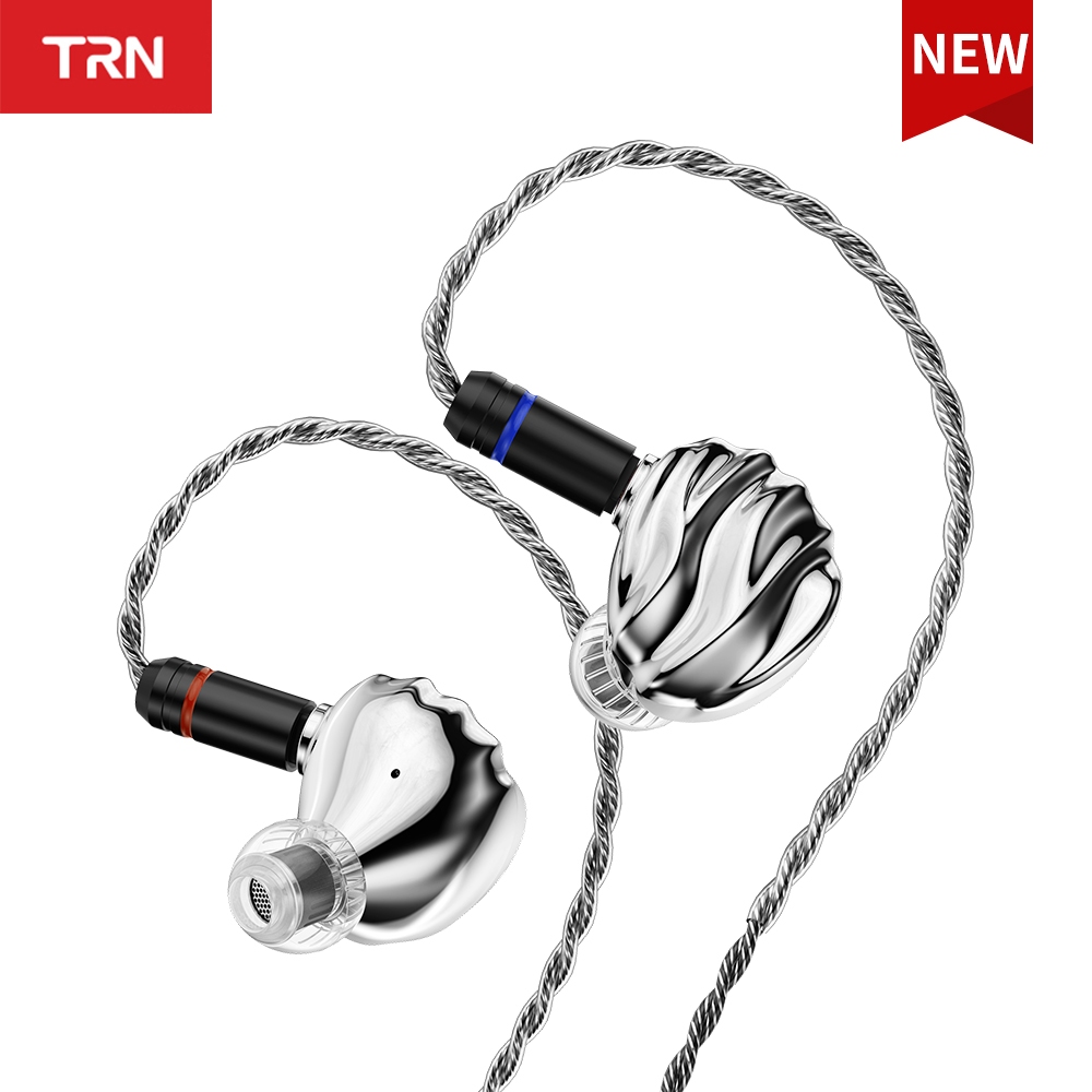 Trn SHELL Four-Unit Dynamic Driver Planar Hybrid IEM หูฟังพร้อมสายเคเบิลไฮบริดแบบแปลสีเงินระดับพรีเมียม