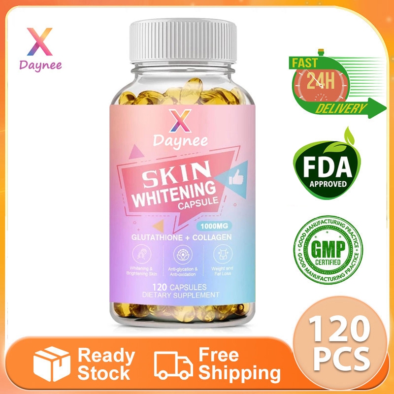 Glutathione+collagen Skin Whitening Capsules 1000mg Fade Black Spot Remover Anti Aging Antioxidant Capsules ได้อย่างมีประสิทธิภาพ
