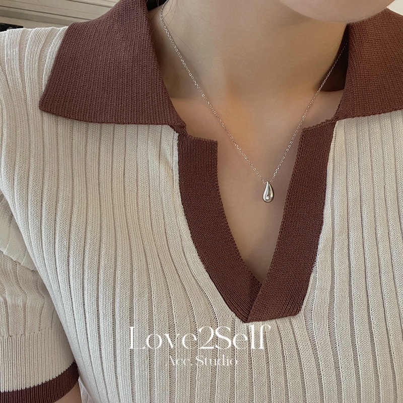 Love2Self X042 Non Tarnish สแตนเลส Mermaid Tear Drop สร้อยคอ Hypoallergenic สร้อยคอ