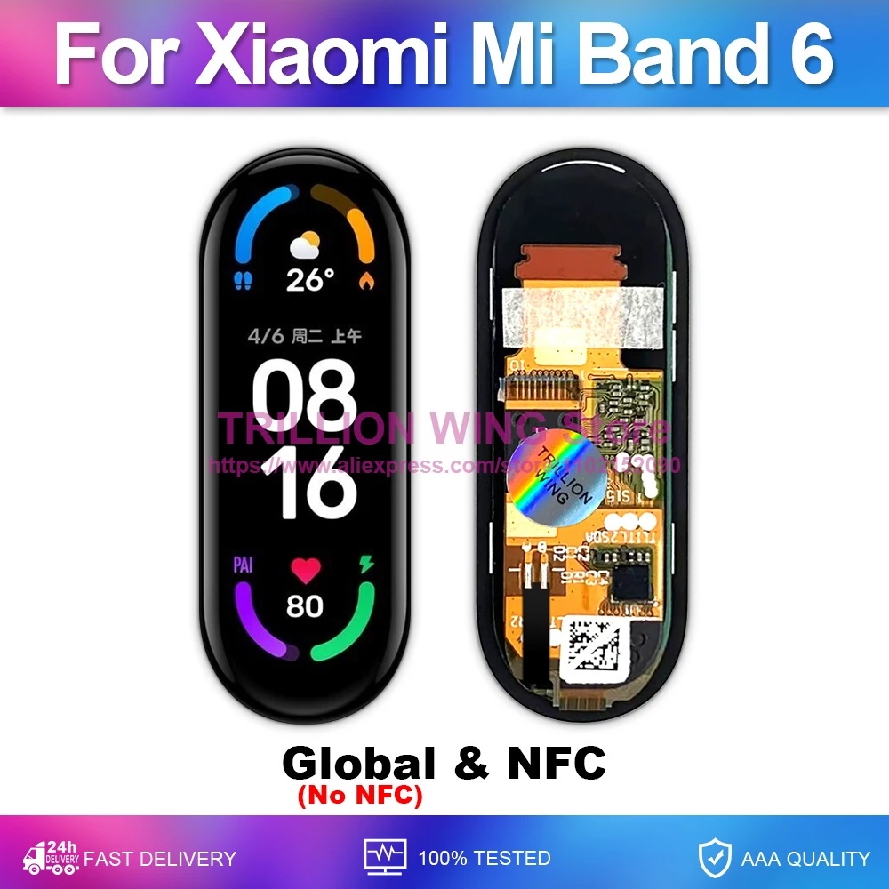 สําหรับ Xiaomi Mi Band 6 สร้อยข้อมือสมาร์ทจอแสดงผล LCD Touch Repair เปลี่ยนนาฬิกา Original AMOLED ไม่มี NFC