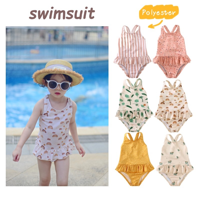Kids Tales Girls Swimming Suit ชุดว่ายน้ําเด็กระบายอากาศโพลีเอสเตอร์แขนกุดชิ้นเดียว