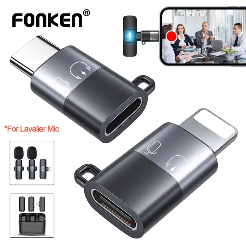Fonken Type C ถึง iOS ไมโครโฟนไร้สายอะแดปเตอร์ OTG iOS ชายกับ Type-C หญิงชาร์จตัวแปลงเสียง