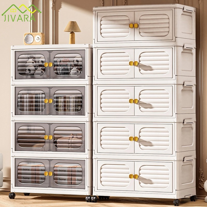 JIVARA ชั้นวางของ แบบพลิก สำหรับใช้ในบ้าน ตู้เก็บของพลาสติก เก็บของเก่ง ใช้ได้ทุกที่ ตู้พลาสติก ตั้ง