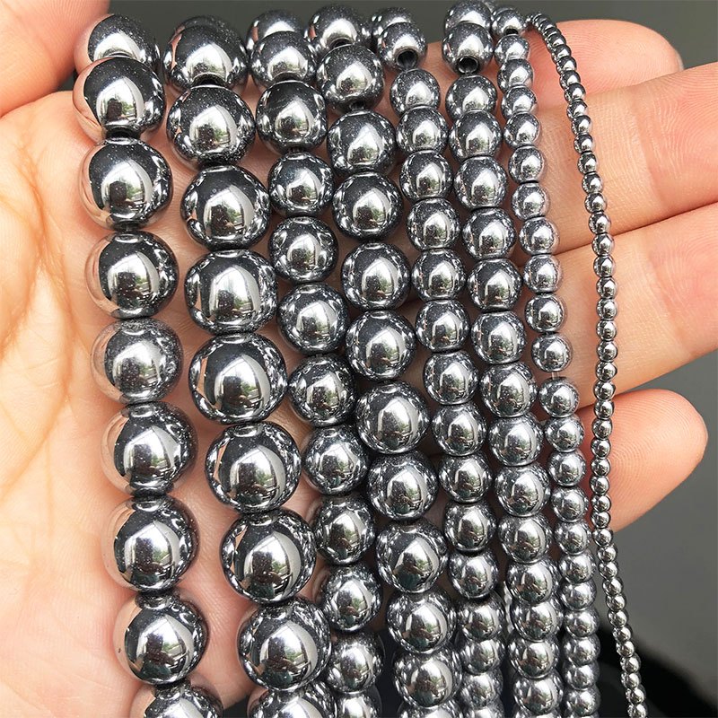 หินธรรมชาติ Terahertz รอบหลวม Spacer สร้อยข้อมือลูกปัดทําเมล็ดลูกปัดเครื่องประดับอุปกรณ์เสริม