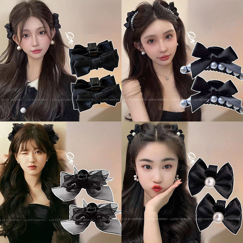 โบว์กิ๊บแฟชั่นสีดำคุณภาพสูง สไตล์ใหม่สำหรับผู้หญิง