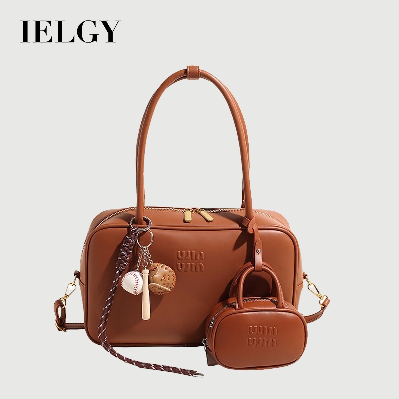 IELGY แฟชั่น ซอก โบว์ลิ่งกระเป๋าเอกสารความจุขนาดใหญ่พร็อพกระเป๋าถือหนึ่งไหล่แนวทแยง