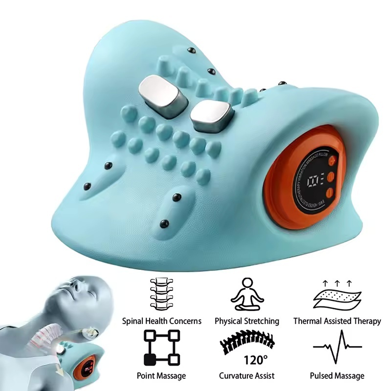 เครื่องนวดปากมดลูกไฟฟ้าคอstretcher Pulse Tractionความร้อนปวดRelif Chiropractic TractionหัวAcupointหมอนนวด