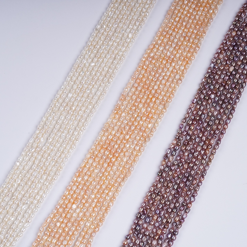 ราคา 2.8-3.2 มม. สีธรรมชาติรูปข้าวสายมุกมุกน้ําจืดแท้สําหรับ