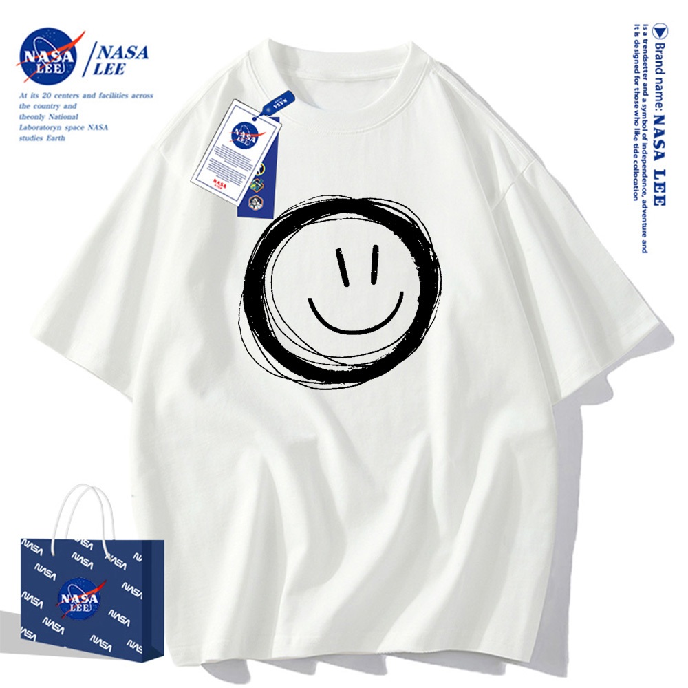🔥จัดส่งในวันเดียว🔥 เสื้อยืดแขนสั้น NASA - หน้ายิ้ม 100% ผ้าฝ้าย ใส่ได้ทั้งชายและหญิง