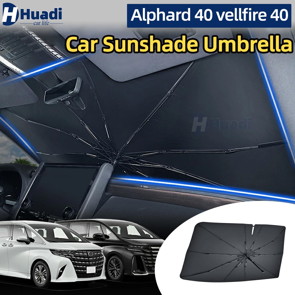 ร่มกันแดดในรถ Alphard 40 vellfire 40 (2023-2027) Car Umbrella agh40 anh40 Sun Shade ม่านบังแดดรถยนต์ สไตล์พับเก็บ กันUV UPF50+ สะท้อนแสงแดด แถมกระเป๋าหนัง จัดเก็บง่าย