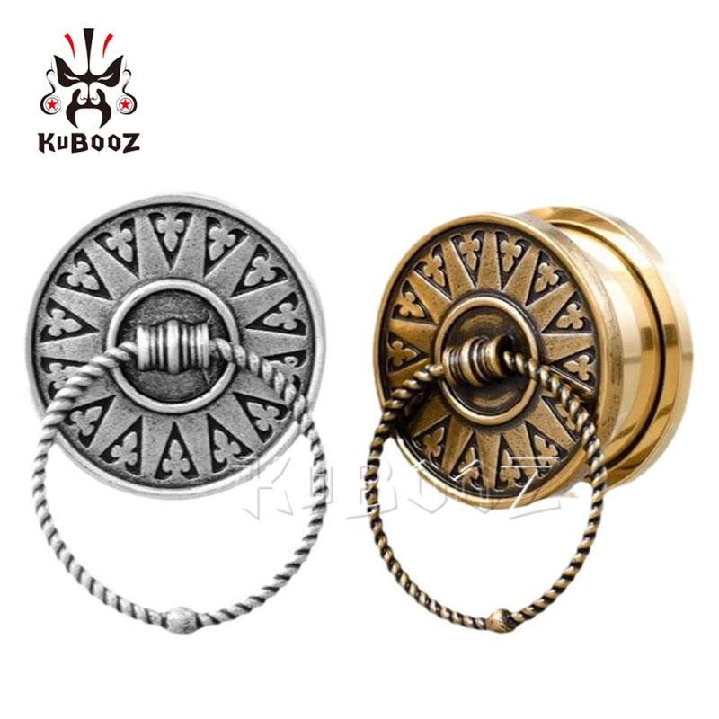 Kuboz 2PCS Retro มือจับประตูหู Expanders ปลั๊กเกจสแตนเลสอุโมงค์ Stretchers เจาะเครื่องประดับต่างหู