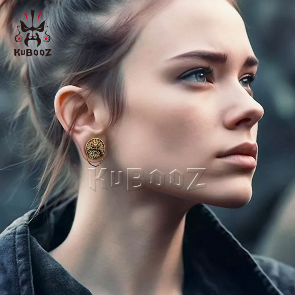 Kuboz 2PCS Retro มือจับประตูหู Expanders ปลั๊กเกจสแตนเลสอุโมงค์ Stretchers เจาะเครื่องประดับต่างหู