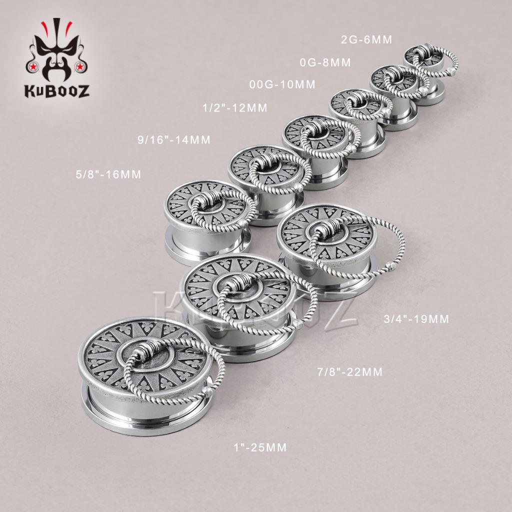 Kuboz 2PCS Retro มือจับประตูหู Expanders ปลั๊กเกจสแตนเลสอุโมงค์ Stretchers เจาะเครื่องประดับต่างหู