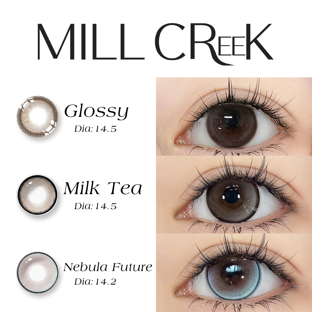 (COD) Mill Creek 2 ชิ้น/1 Pair คอนแทคเลนส์สี ซื้อ 2 แถม 60ml Solution DIA:14.2~14.5 มม.0°-8.00°คอนแทคเลนส์ สีน้ำตาล สีดำ สีฟ้า คุณภาพ เหมาะสำหรับใช้ในชีวิตประจำ ดวงตาที่สวยงาม Dream