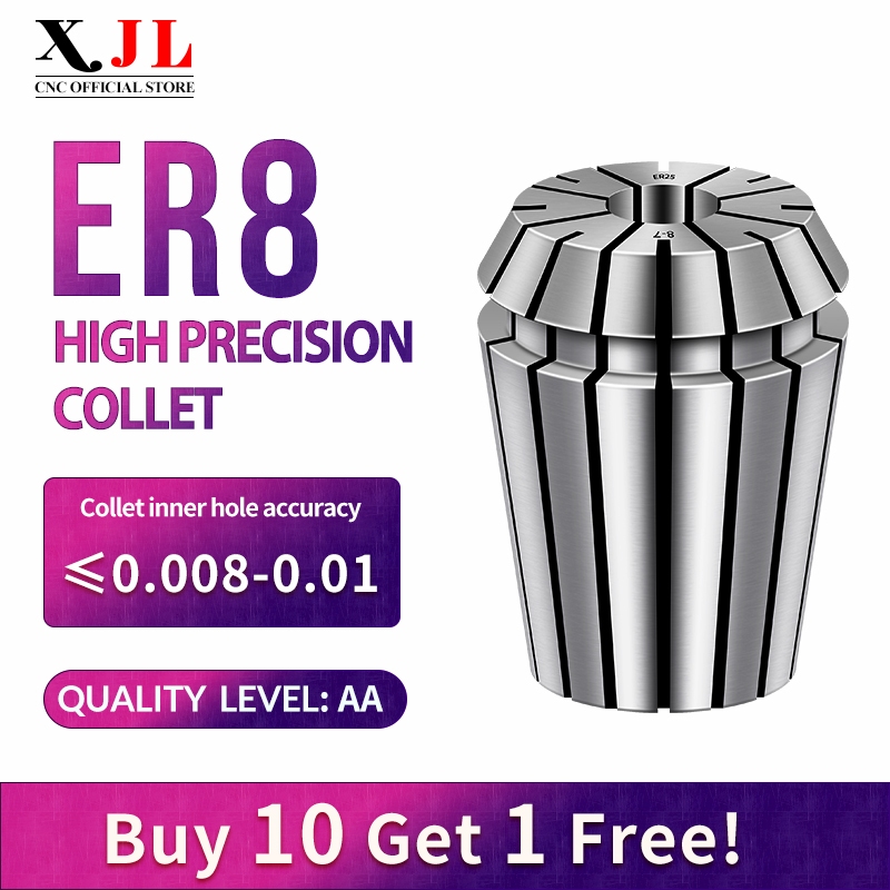 Xjl ความแม่นยําสูง ER8 Collet Chuck เครื่องแกะสลัก Chuck ER Extension Rod Chuck Shank CNC ผู้ถือเครื่องมือ Elastic Spring 0.008-0.01 Precision