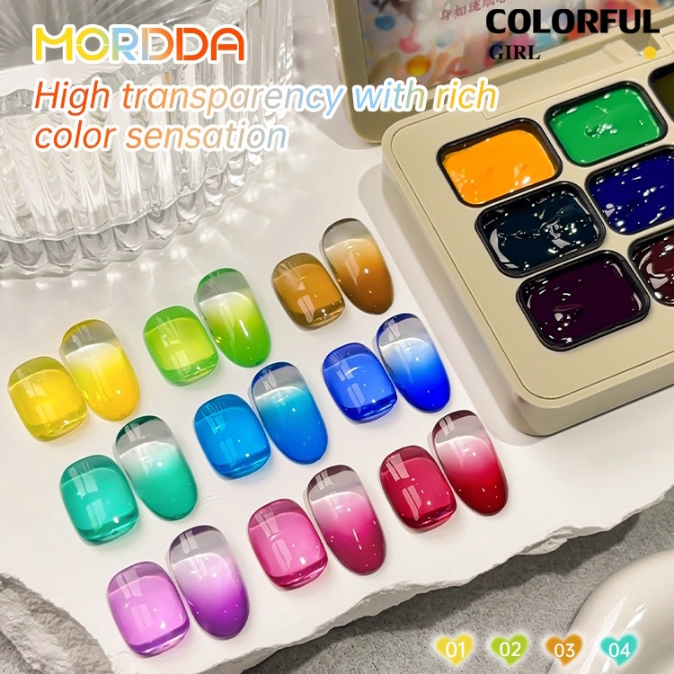 ✨พร้อมส่ง✨สีเจลไซรัป  Solid Pat Gel 9-square series  ยาทาเล็บ Pat กาว Delicate หนาสูง Saturation Blooming Gradient No-Wash ยาทาเล็บ 9 Grid Series