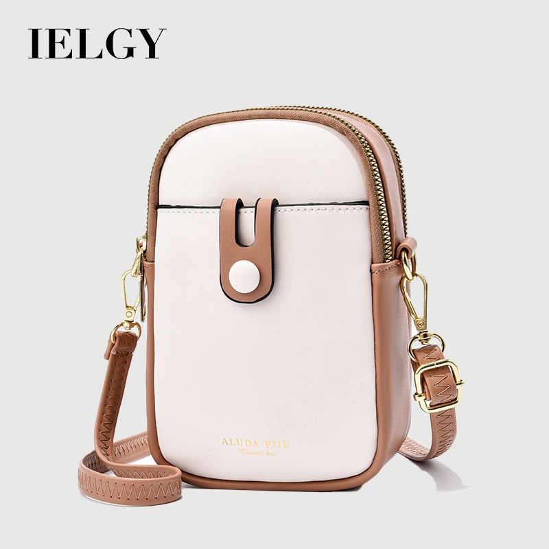 IELGY สุภาพสตรีขนาดเล็กสดสีลูกกวาดจับคู่กระเป๋าโทรศัพท์มือถือข้ามร่างกายที่เรียบง่าย
