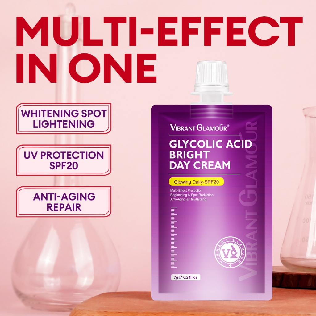 VIBRANT GLAMOUR Glycolic Acid Cream SPF20เจือจางจุดด่างดำ UV ป้องกันแสงแดดต่อต้านริ้วรอยผิวกระจ่างใส