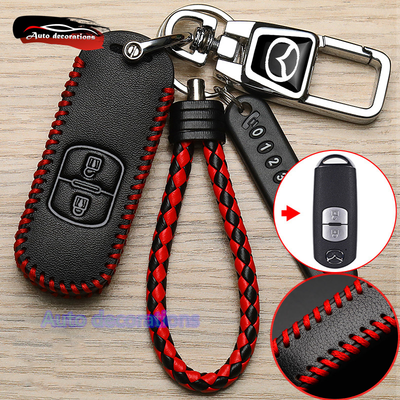 2 ปุ่ม / 3 ปุ่ม Mazda key cover พวงกุญแจหนังสําหรับ Mazda 2/3/5 CX-5 CX-3 skyactiv key case
