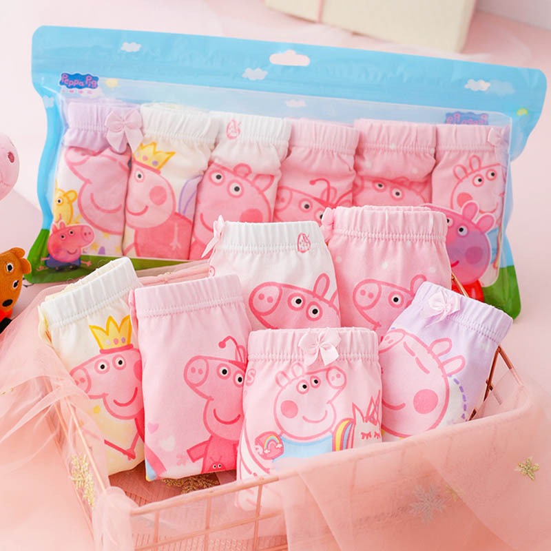 Peppa Pig ผ้าฝ้ายแท้100% กางเกงในเด็กหญิง ชาย เด็กโต/underwear/2-13ขวบ กางเกงในชายระบายอากาศ Girl/Baby/Children