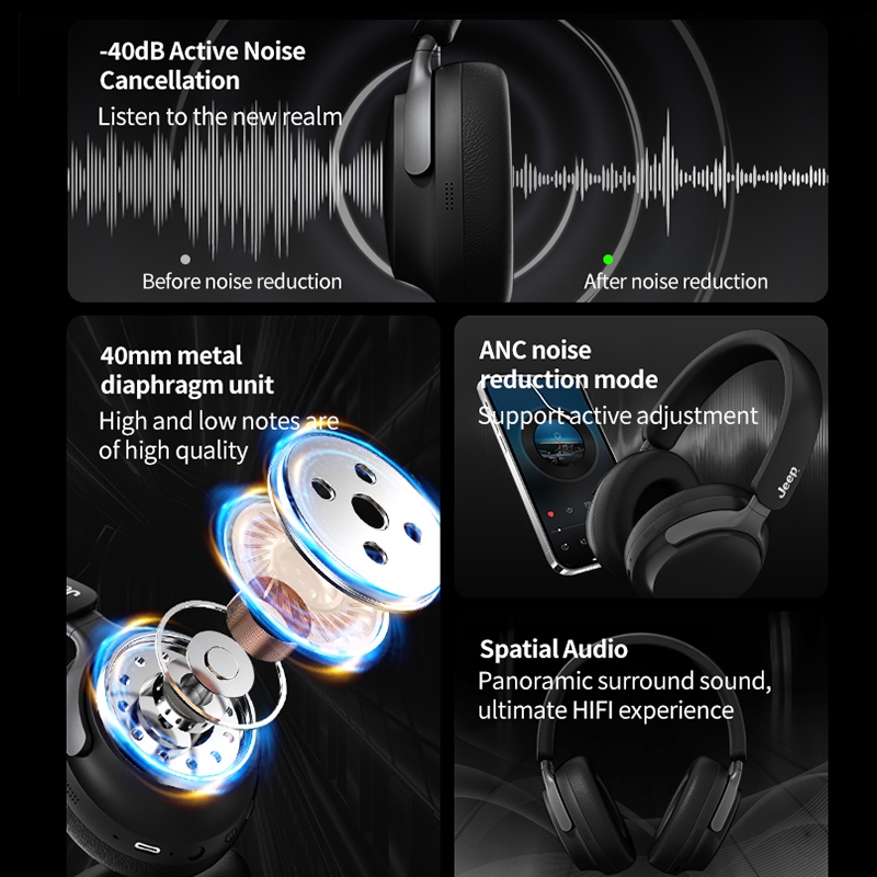 Jeep EW123 หูฟังครอบหู ไร้สาย 5.4 เสียงดี ดีเลย์ต่ำ หูฟังตัดเสียงรบกวน แบตอึด สําหรับ เล่นเกม