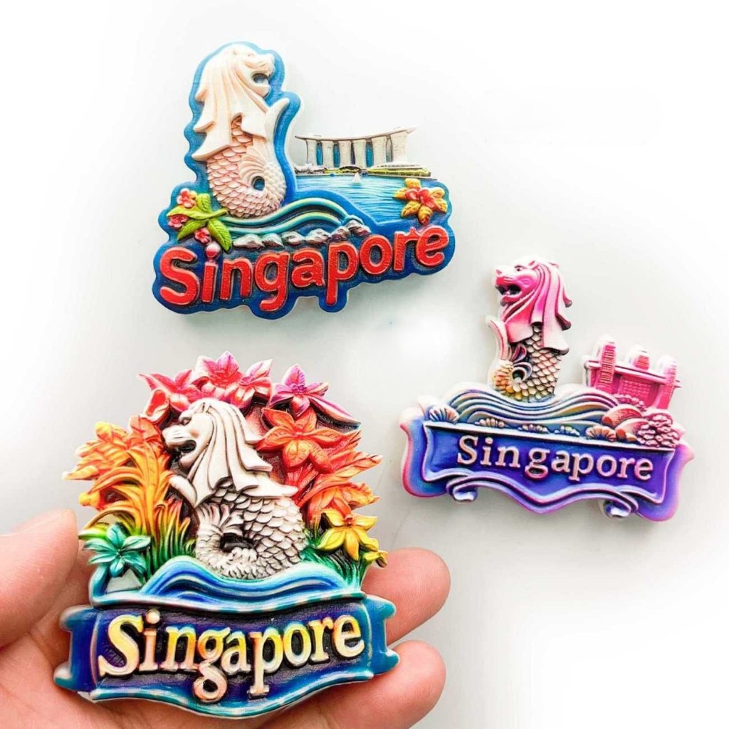 INS新加坡冰箱贴สิงคโปร์ Merlion แม่เหล็กติดตู้เย็นนักออกแบบของที่ระลึกคุณภาพสูง simplerE18