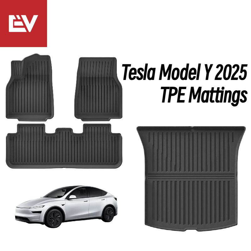 สําหรับ Tesla รุ่น Y Juniper 2025 แผ่นพื้น TPE รุ่นใหม่และถาดท้ายรถกันน้ําและสวมใส่-resist