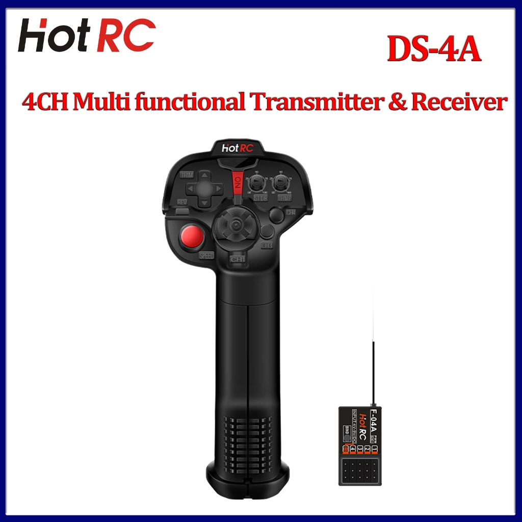 Hotrc DS-4A 4CH 2.4G มือเดียวเครื่องส่งสัญญาณ 4 ช่องระบบวิทยุ F-04A 4-12VDC PWM Receiver สําหรับ RC 