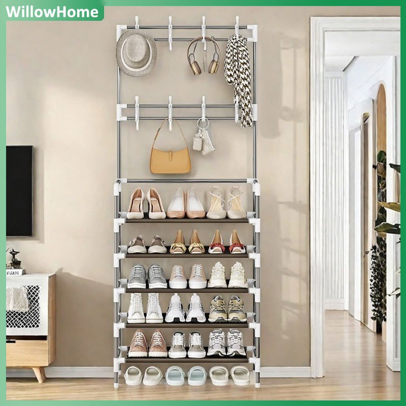 มัลติฟังก์ชั่ชั้นวางรองเท้าออแกไนเซอร์-5ชั้นชั้นชั้นเสื้อและหมวกออกแบบที่เรียบง่ายสําหรับการจัดเก็บที่บ้าน