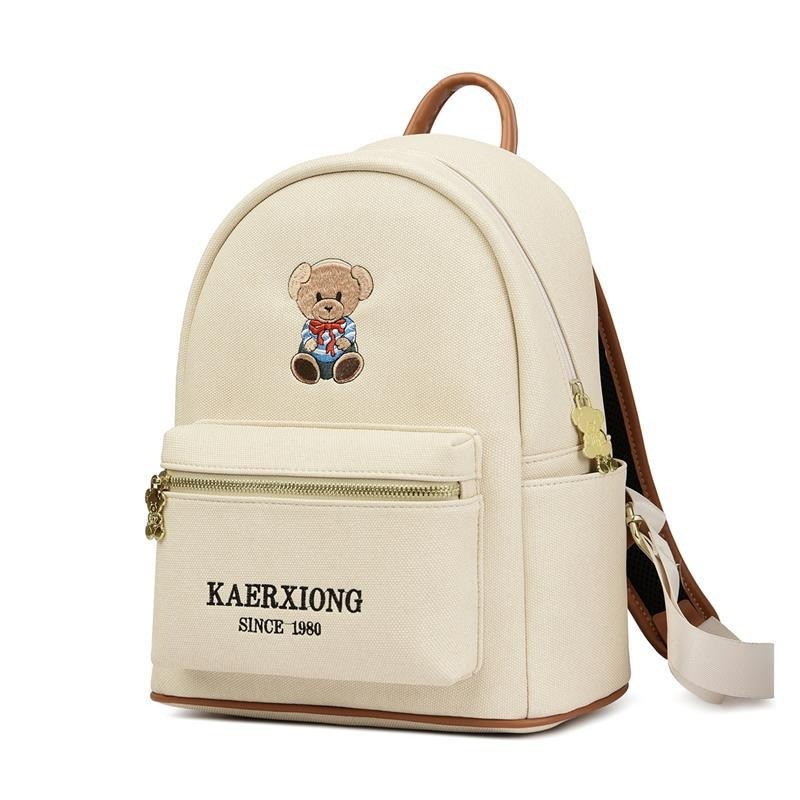 ของขวัญวันเกิด Bear กระเป๋าเป้สะพายหลังปักหญิงสไตล์ใหม่แฟชั่น All-Match Travel Canvas Large-