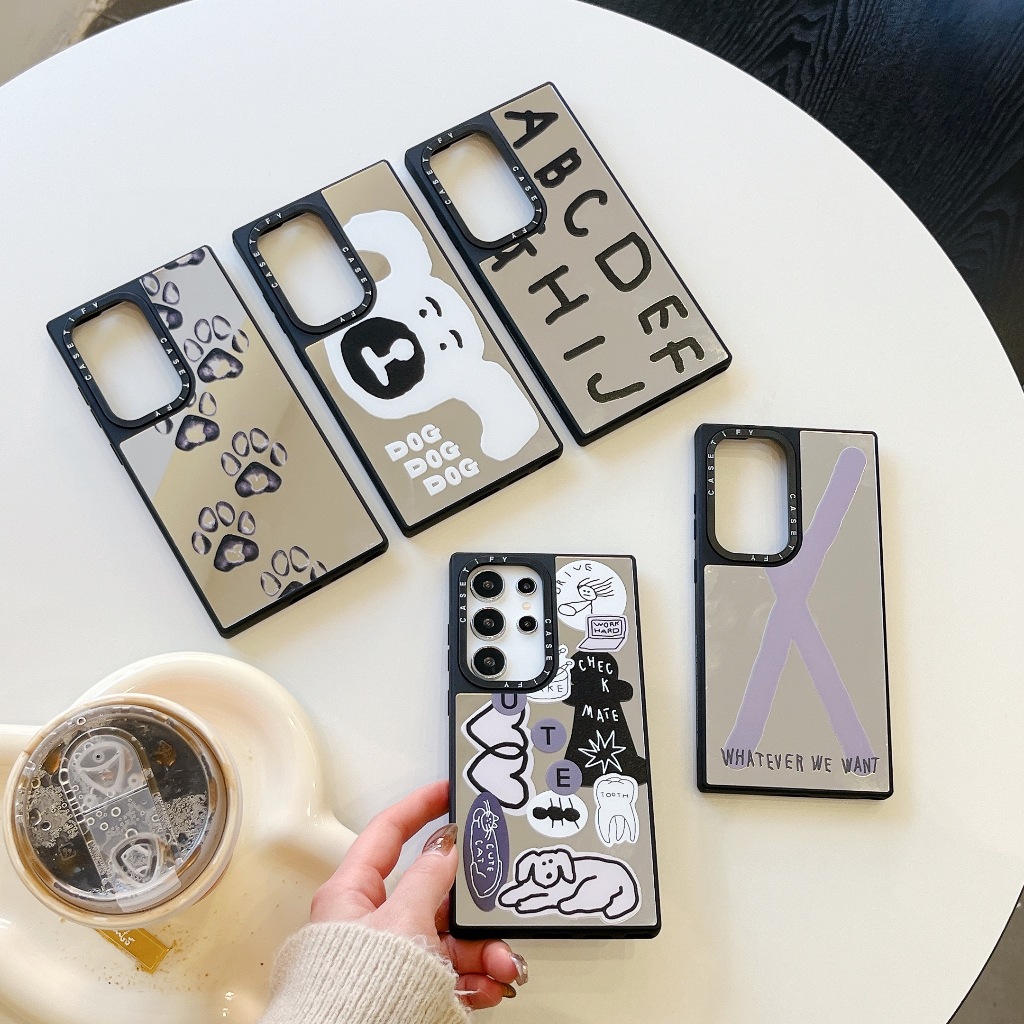 INAPSQUARE ABC เคส Samsung Galaxy S25 Ultra S23 S24 Ultra S23 S24 S25 Plus + คุณภาพสูง กระจกเงา ป้องกันการหล่น เปลือกแข็ง ซัมซุง Case