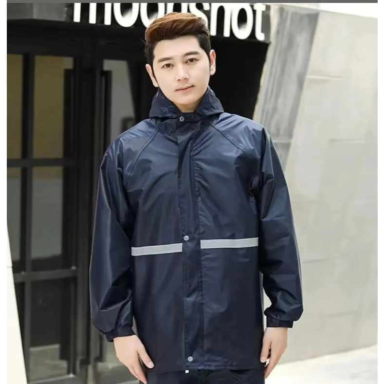 ชุดเสื้อกันฝนสำหรับผู้ขับขี่รถจักรยานยนต์ แบบแยกชิ้นแจ็คเก็ตและกางเกง