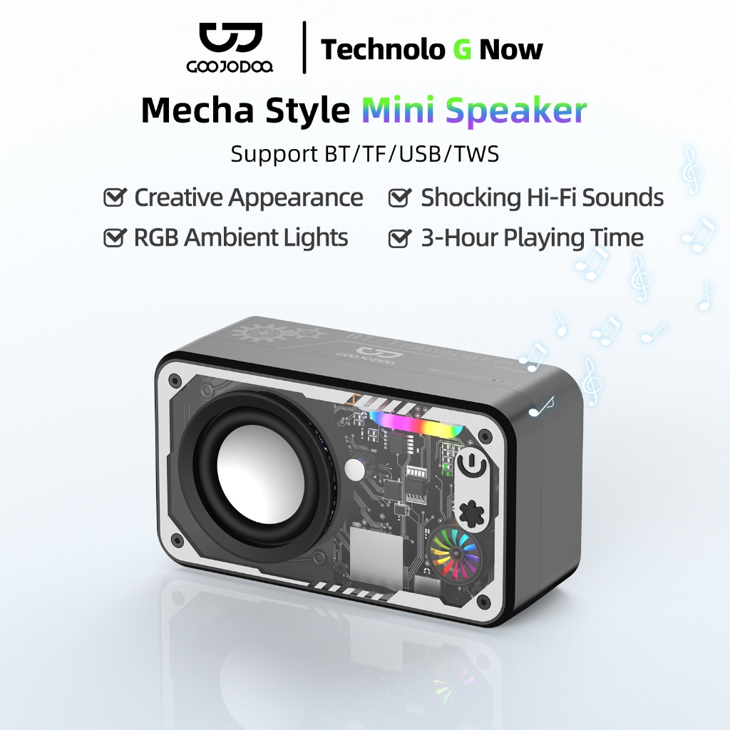 GOOJODOQ Mecha style Mini Bluetooth speaker RGB Transparent 500mAh