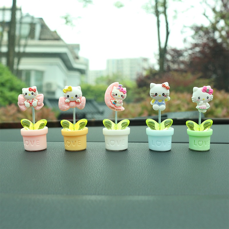เครื่องประดับรถสร้างสรรค์น่ารักการ์ตูน Kitty cat macaron สี series กระถางดอกไม้ขนาดเล็กรถคอนโซลกลางตกแต่ง